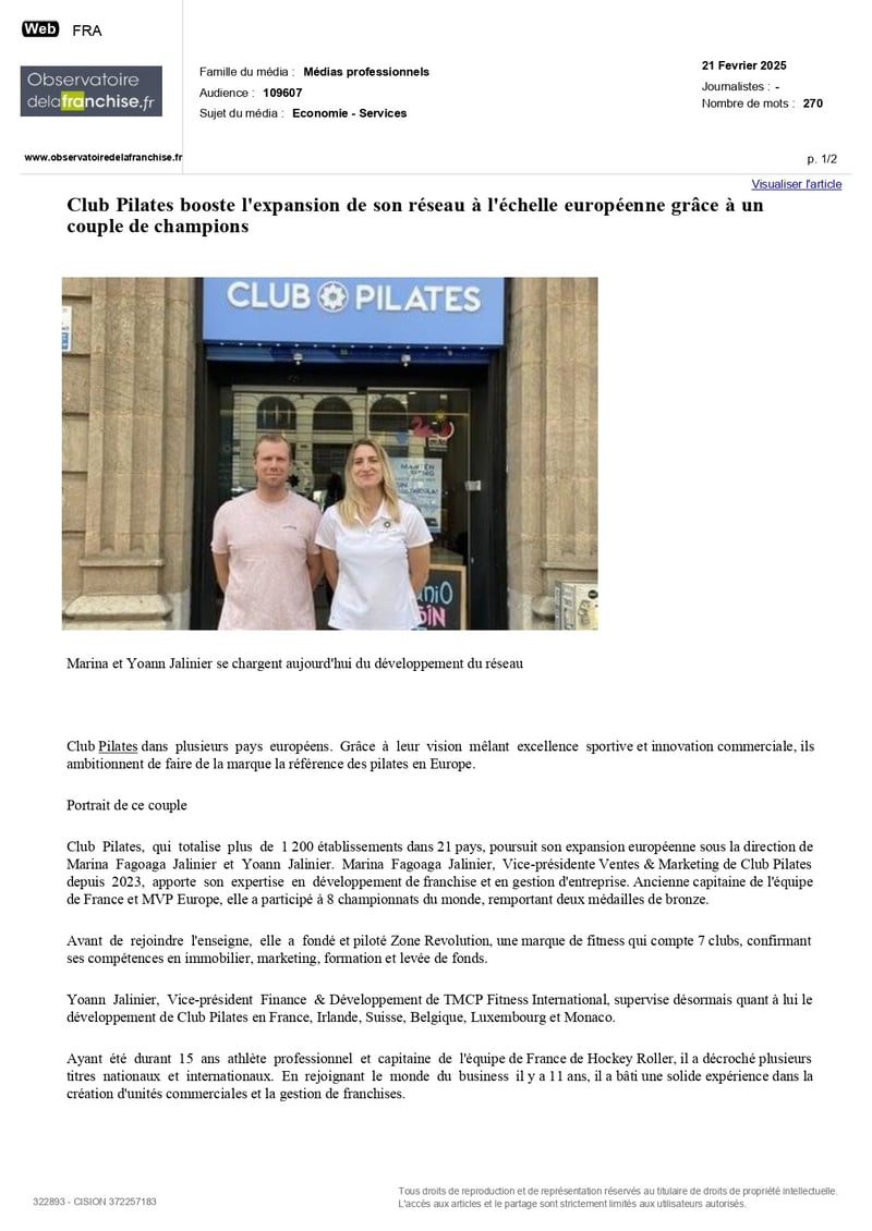 Club Pilates : L'expansion européenne menée par un duo de champions
