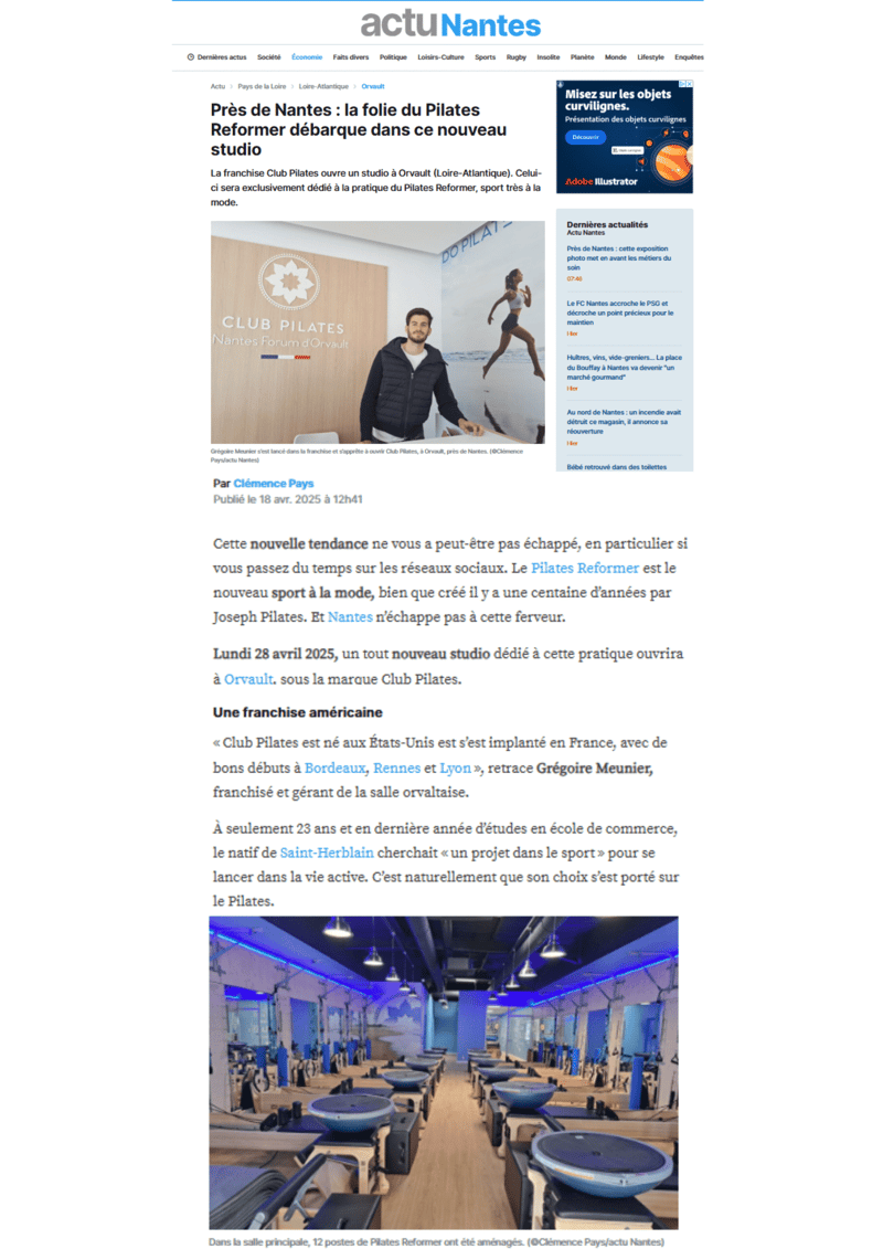 Près de Nantes : Club Pilates ouvre à Orvault, le nouveau temple du Pilates Reformer