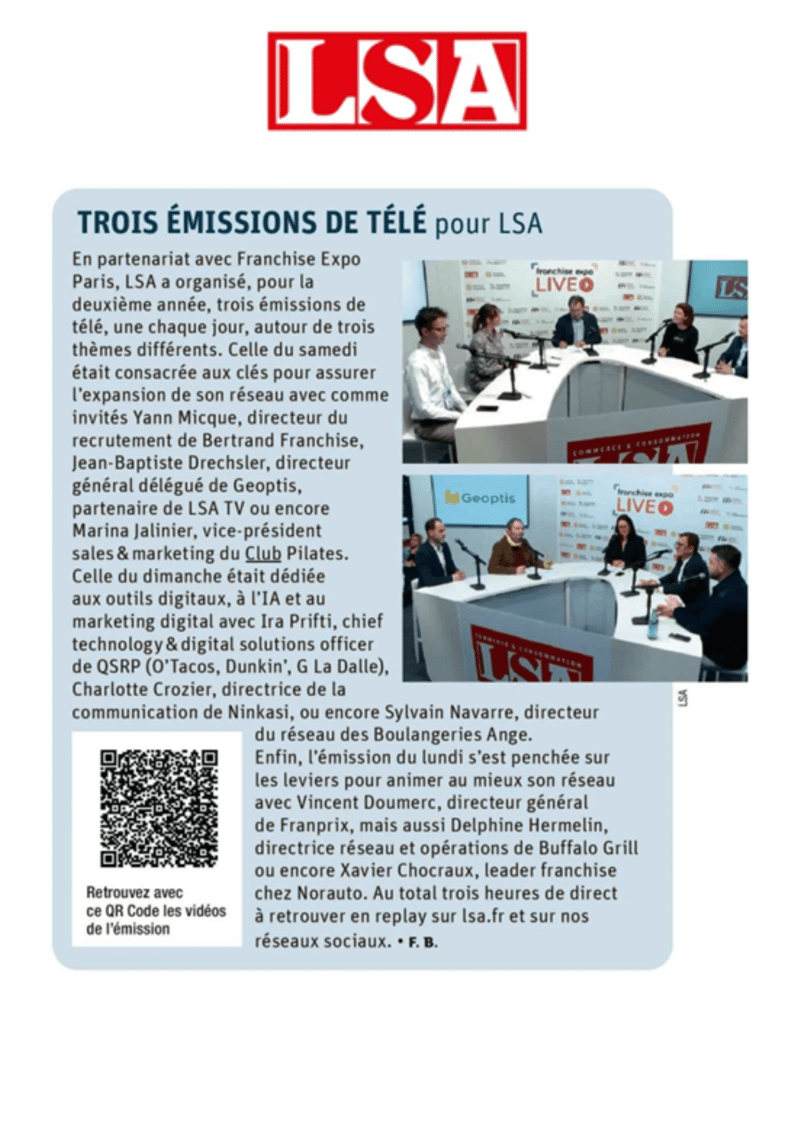 Marina Jalinier sur le plateau de LSA lors du Salon de la Franchise