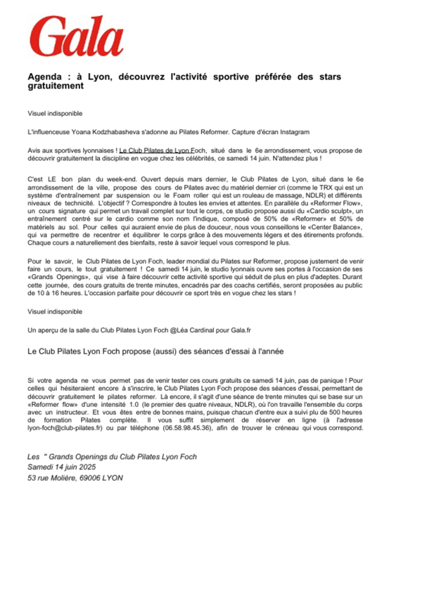 Vu dans Gala : Le Pilates Reformer, l'activité star à tester gratuitement à Lyon !