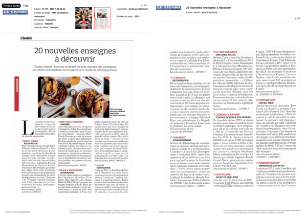 Club Pilates parmi les 20 enseignes à découvrir dans Le Figaro