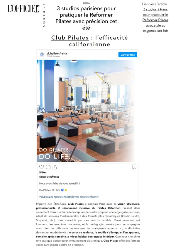 Club Pilates : l’efficacité californienne selon L'Officiel.com