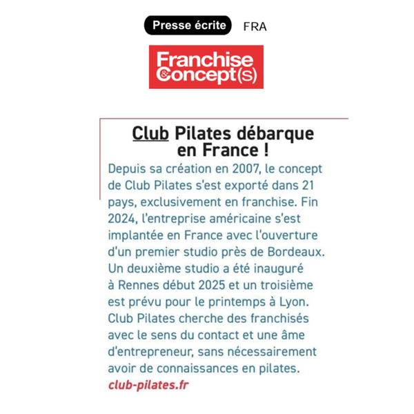 Paroles de réseaux annonce l'arrivée de Club Pilates en France