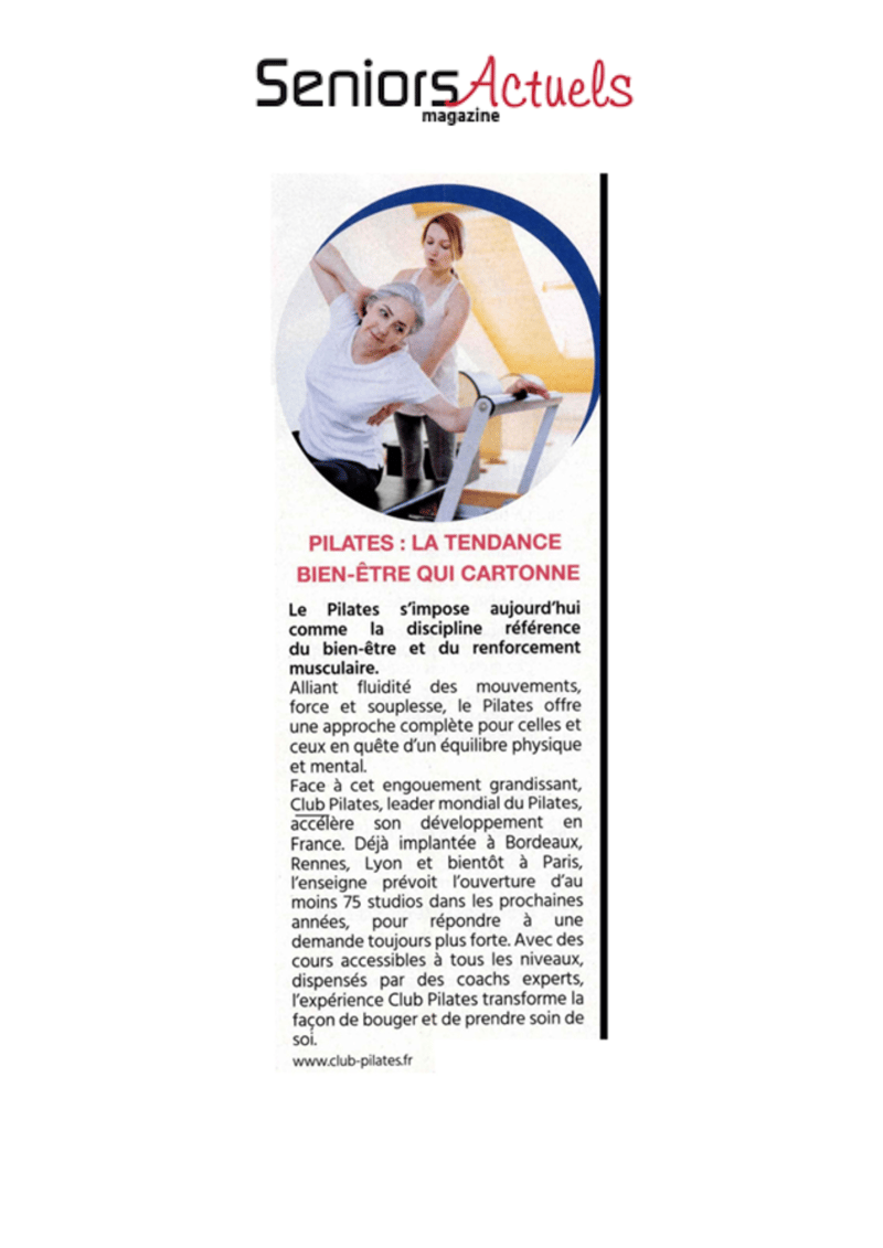 Pilates : la tendance bien-être qui cartonne - Club Pilates accélère son développement en France
