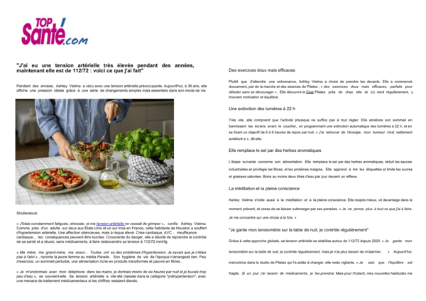 Vu dans Top Santé : comment Club Pilates a contribué à ce qu' Ashley retrouve une tension artiérielle idéale